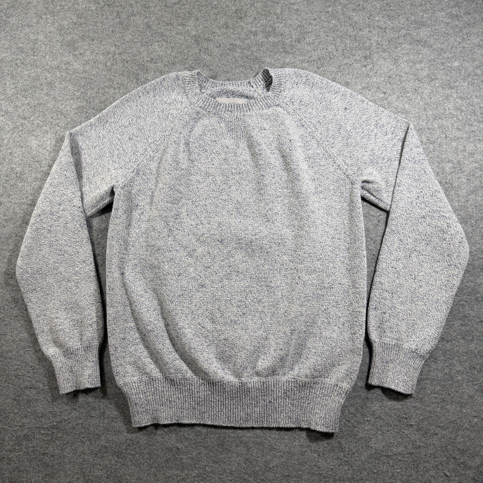 Jack Spade Sweater Mens S Heather Blue White Cotton Linen Blend Raglan Preppy