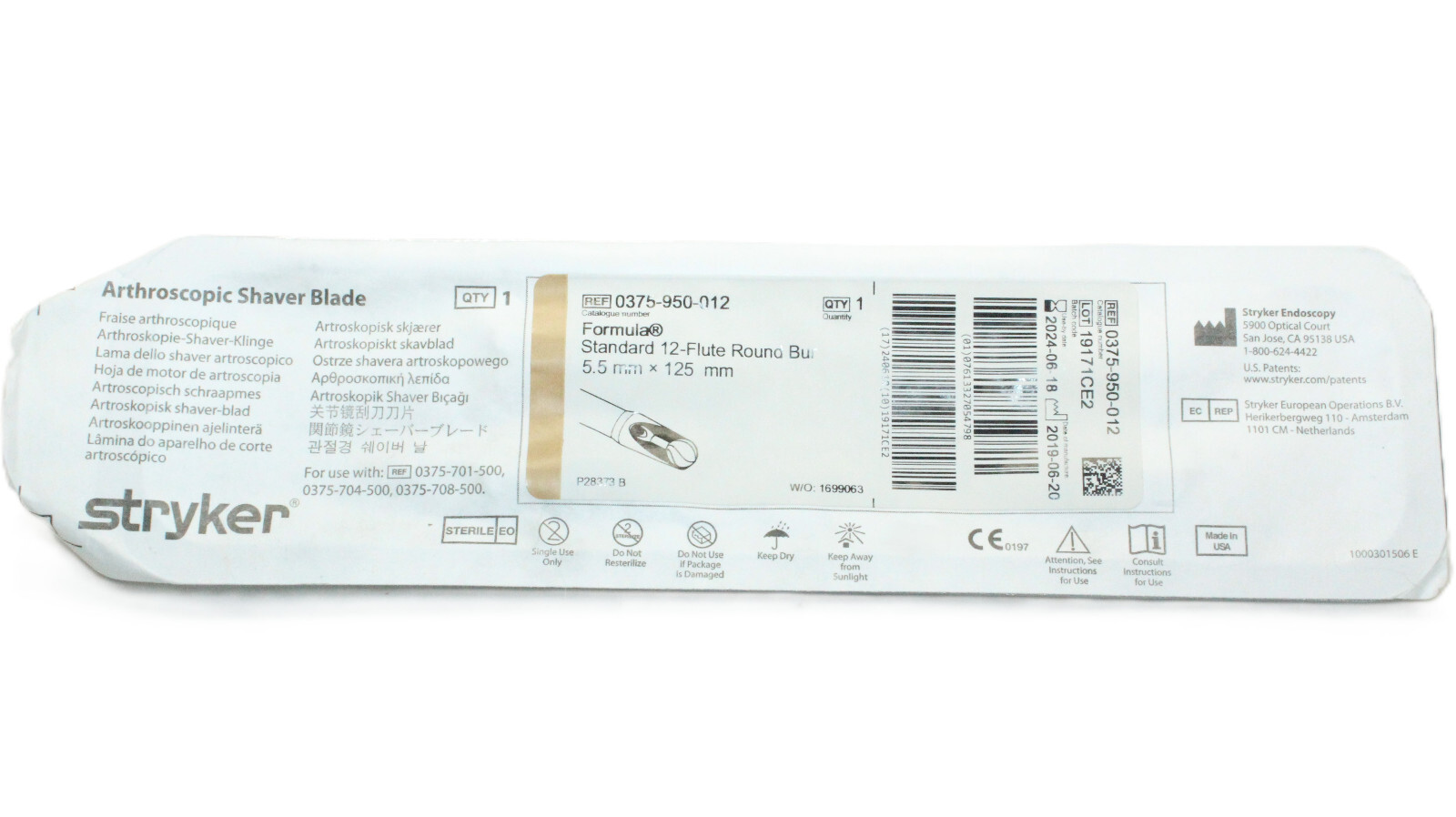 Stryker 0375-950-012 Arthroscopic Shaver Blade 5½mm TRAINING OR RESEARCH