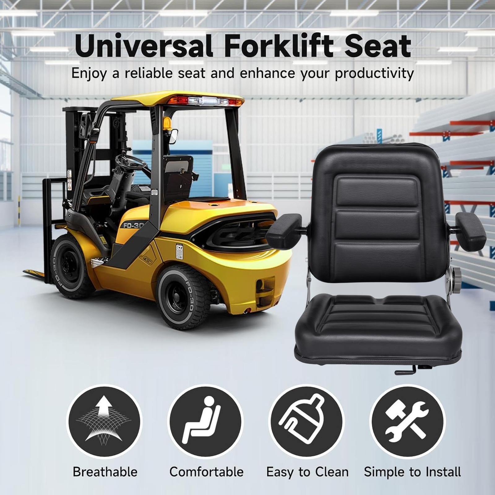 Universal Folding Seat Tractor Forklift with 180° Adjustable Backrest Angle