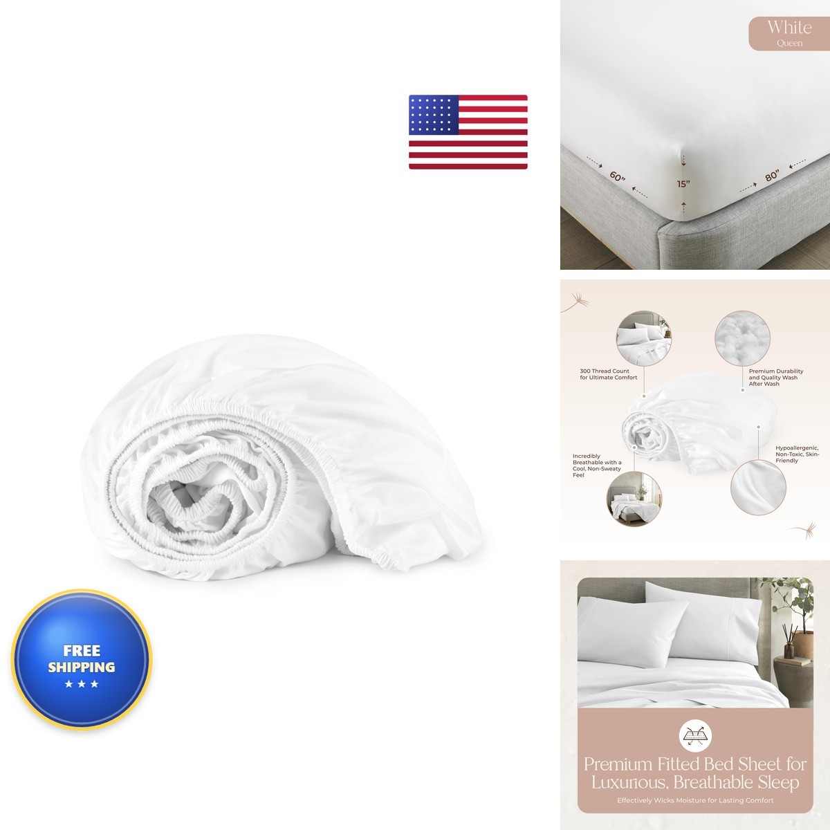 Whisper Organics 100% Organic Cotton Deep Pocket Fitted Sheet 300TC Whisper Organics 100% Organic Cotton Deep Pocket Fitted Sheet 300TC