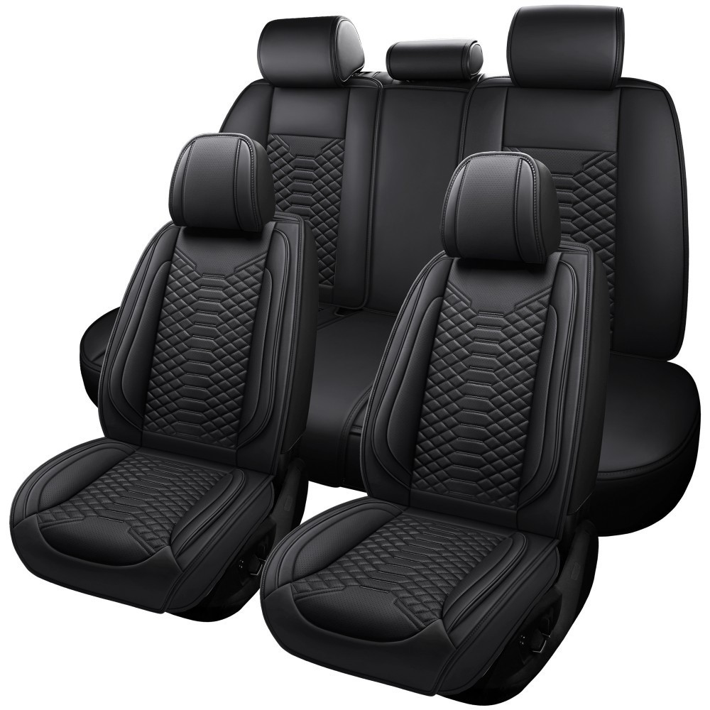 Full Set Leather Seat Covers Front Rear 5-Seats Protector For Ford Universal
