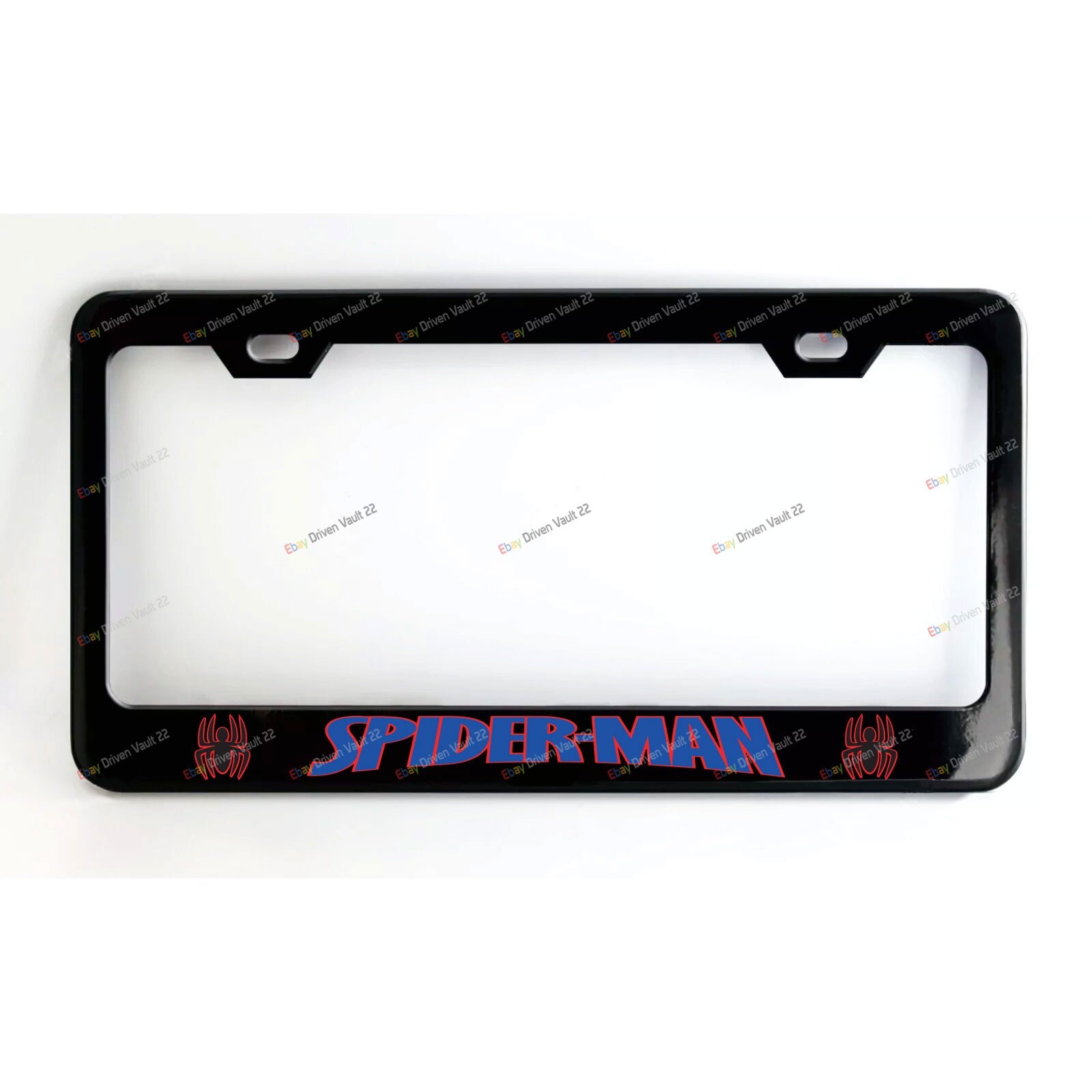 SPIDER MAN Black Metal Custom Made License Plate Frame + Screw Covers