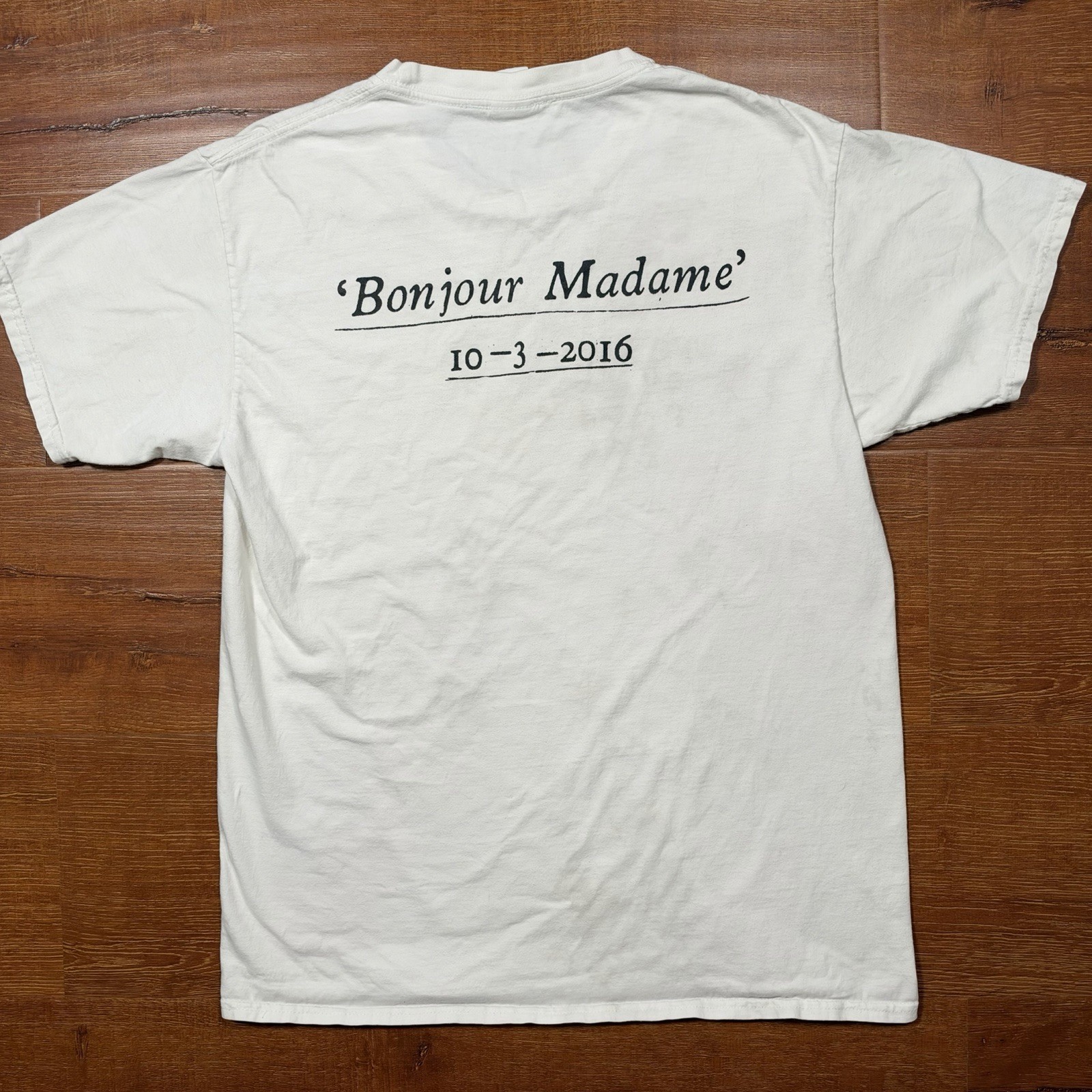 Supreme Paris Box Logo T Shirt Men M White Bonjour Madame 16SS Rare USA Cotton
