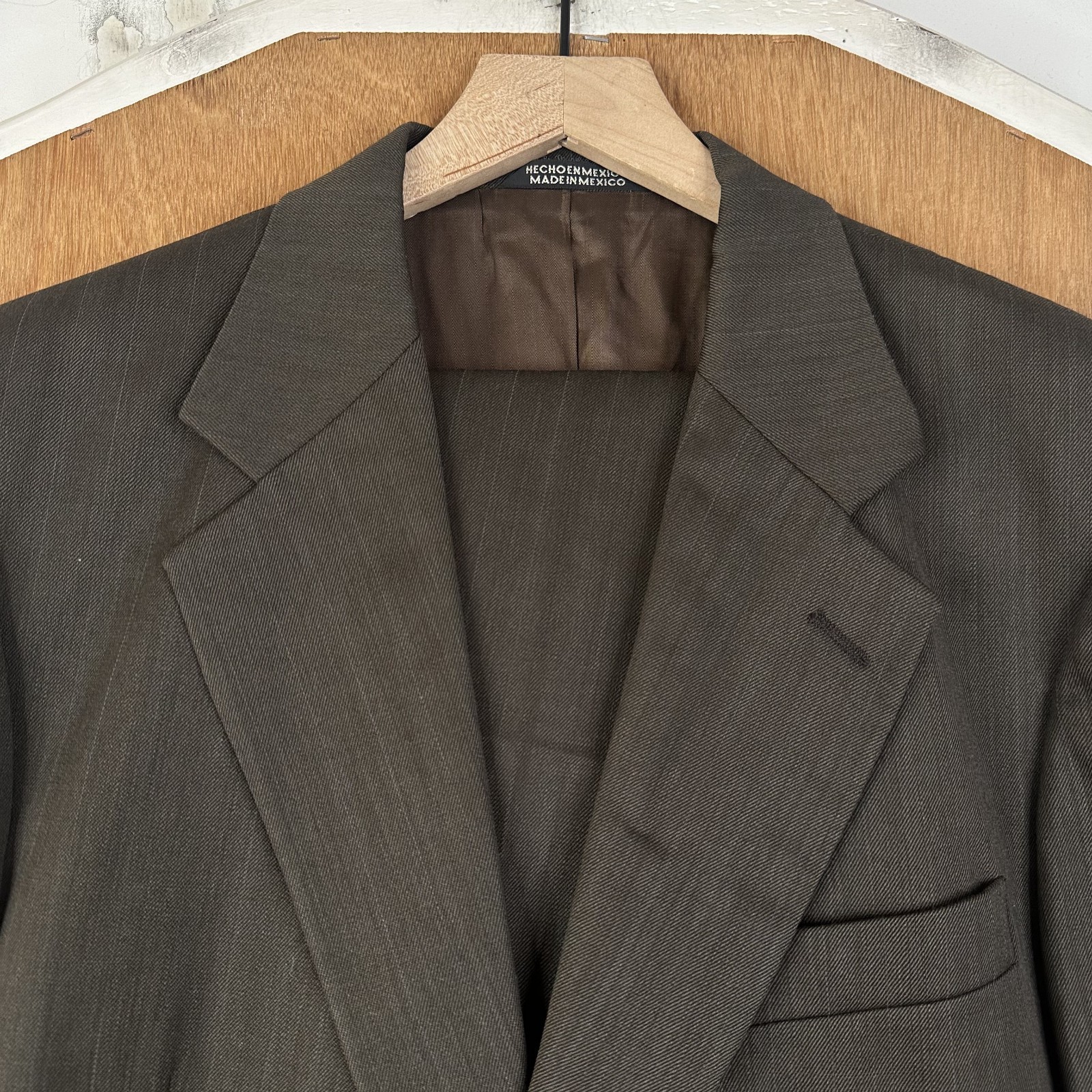 VTG Stafford Suit Mens 40S Brown Pinstripe 2 Button Wool Travler Plus 34x26 90s