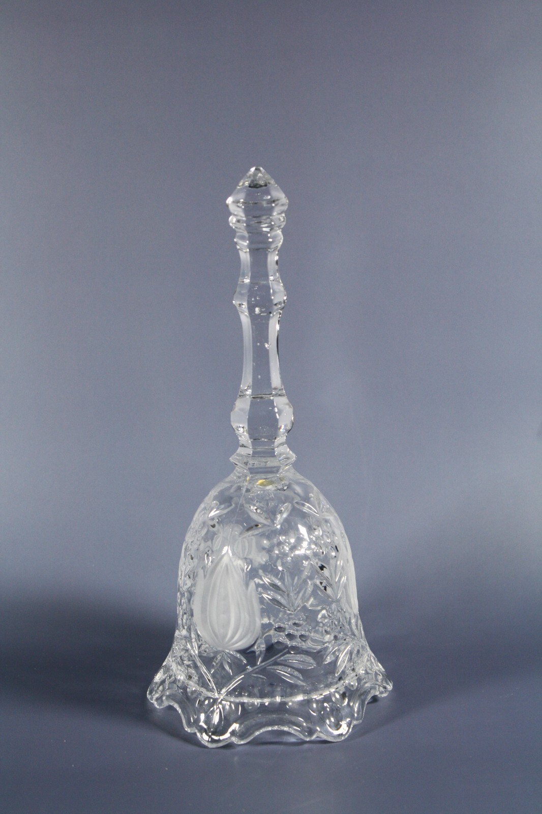 Vintage Clear Crystal Glass Bell – Ornate Floral Cut Design