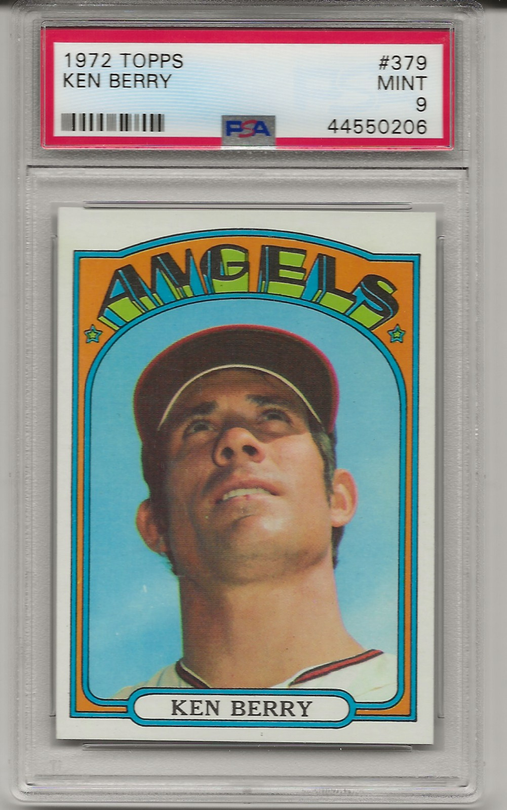 1972 TOPPS #379 KEN BERRY, PSA 9 MINT,  CALIFORNIA ANGELS, LOW POP, L@@K 
