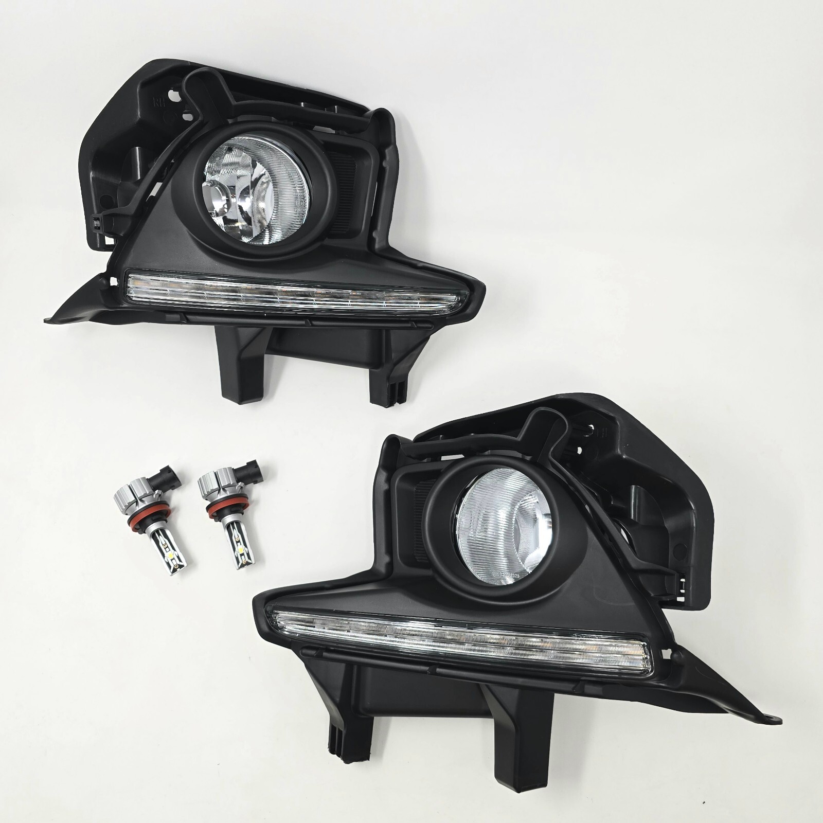 For 2014-2016 TY Highlander Clear LED Fog Lights Set w/ White Amber DRL Bezel