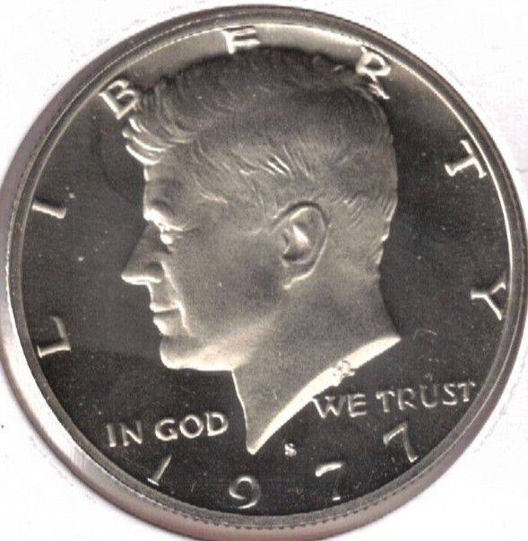 1977-S San Francisco Proof Half Dollar JFK Coin with Nice Cameo 1977-S San Francisco Proof Half Dollar JFK Coin with Nice Cameo