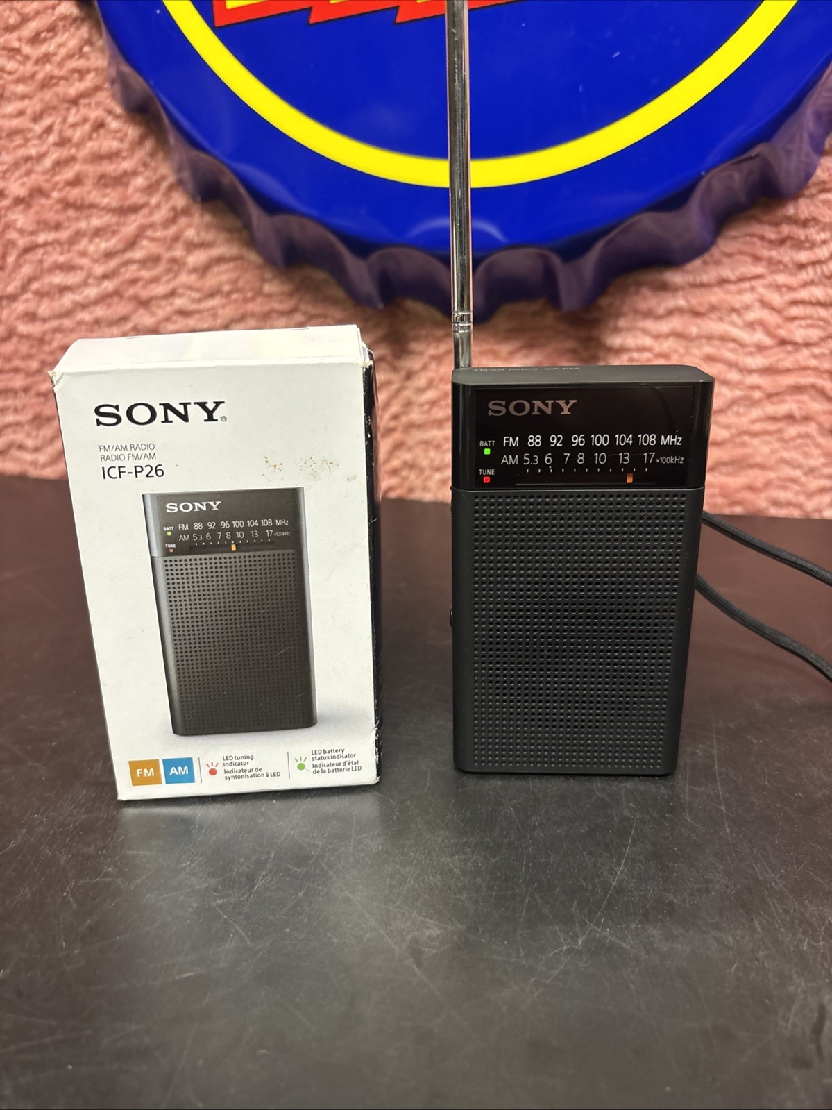 Discontinued Analog Sony ICF-P26 Portable Pocket FM/AM Radio Built-in Speaker