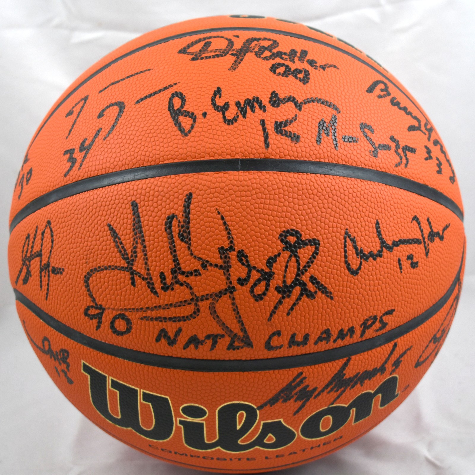 1989-90 UNLV Champions Autographed NCAA Wilson Basketball - Beckett W Hologram 1989-90 UNLV Champions Autographed NCAA Wilson Basketball - Beckett W Hologram