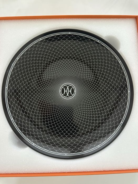 Hermes H-Deco Black Luxury Porcelain Dinner Plate