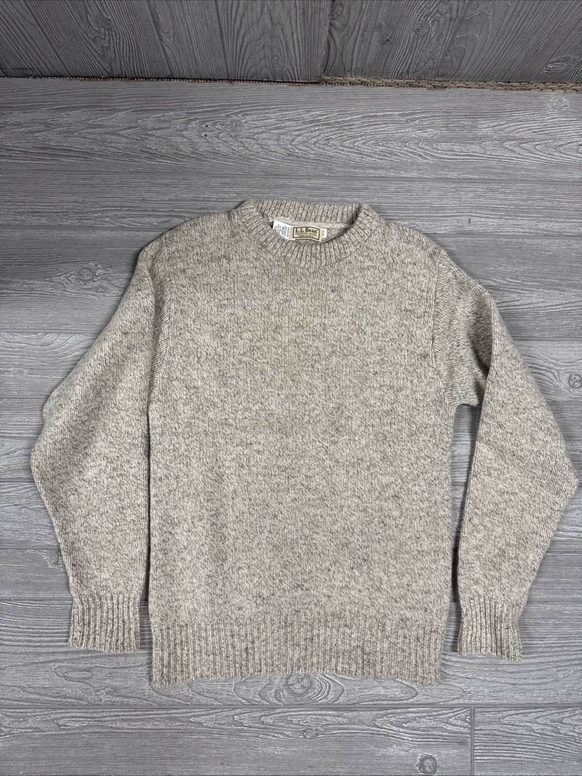 VTG LL Bean Women’s Wool Blend Pullover CrewneckSweater SZ M Beige 90’s USA