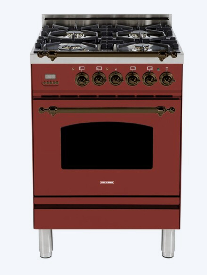Hallman 24-in Deep 4 Burners Convection Oven Freestanding Dual Fuel Range Hallman 24-in Deep 4 Burners Convection Oven Freestanding Dual Fuel Range