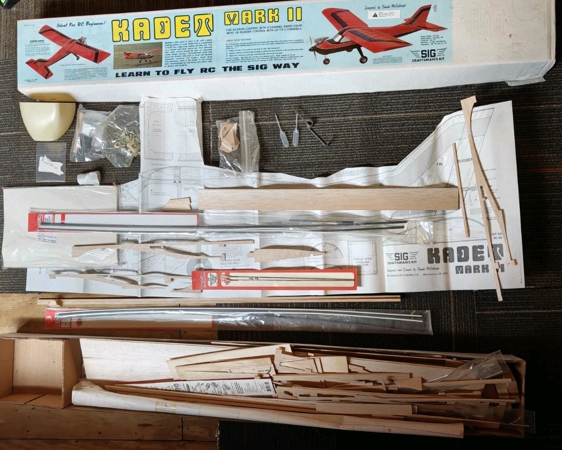 Vintage SIG Kadet Mark II RC-49 Balsa RC Airplane Kit Parts Incomplete AS IS