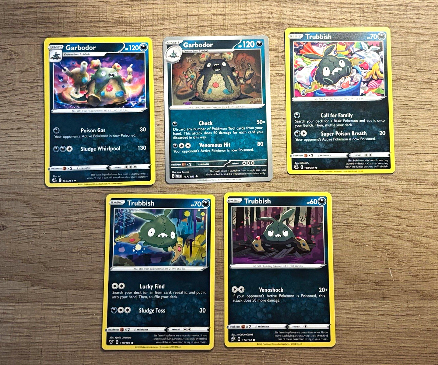 pokemon tcg garbodor & trubbish 5 card mixed lot