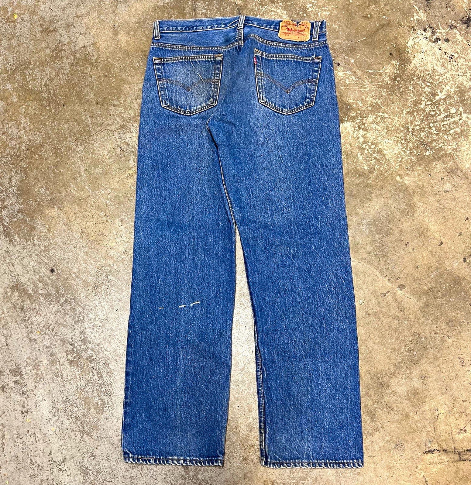 Vintage made in USA Levi’s 501 button fly blue denim jeans, double big X