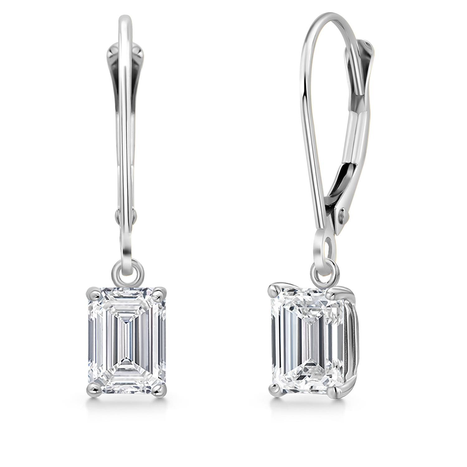 1.40 Cttw Lab Grown Diamond Dangle Earrings for Women | 14K White Gold | 1.40 Cttw Lab Grown Diamond Dangle Earrings for Women | 14K White Gold |