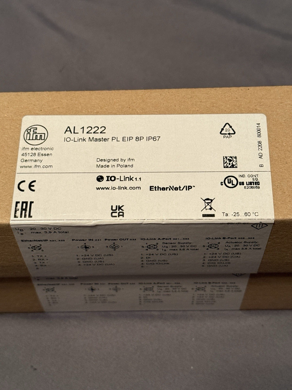 IFM AL1222 IO Link Module - New, Open Box