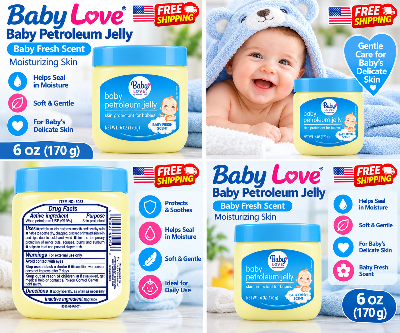 Baby Love Baby Petroleum Jelly 6oz 170g – Baby Fresh Scent Moisturizing Skin Pro Baby Love Baby Petroleum Jelly 6oz 170g – Baby Fresh Scent Moisturizing Skin Pro
