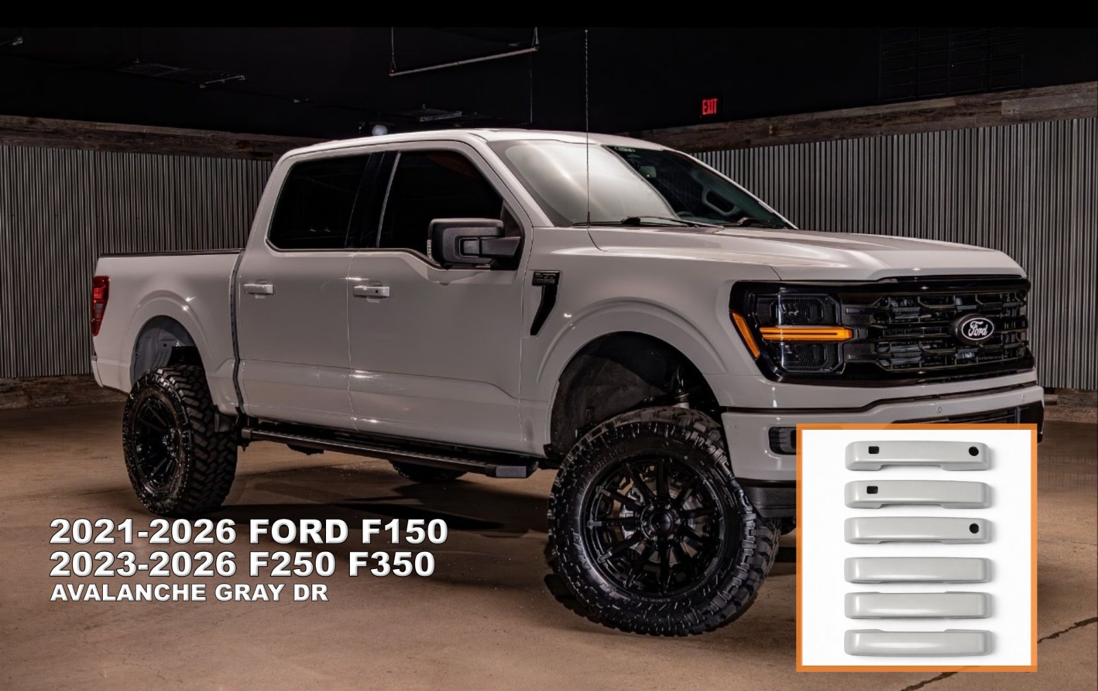 Painted Door Handle Covers Set For 21-26 Ford F150 F250 F350 AVALANCHE GRAY DR