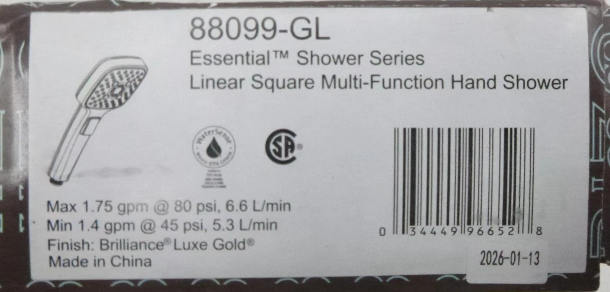 Brizo Essential 1.75 GPM Multi Function Hand Shower Luxe Gold 88099-GL Brizo Essential 1.75 GPM Multi Function Hand Shower Luxe Gold 88099-GL