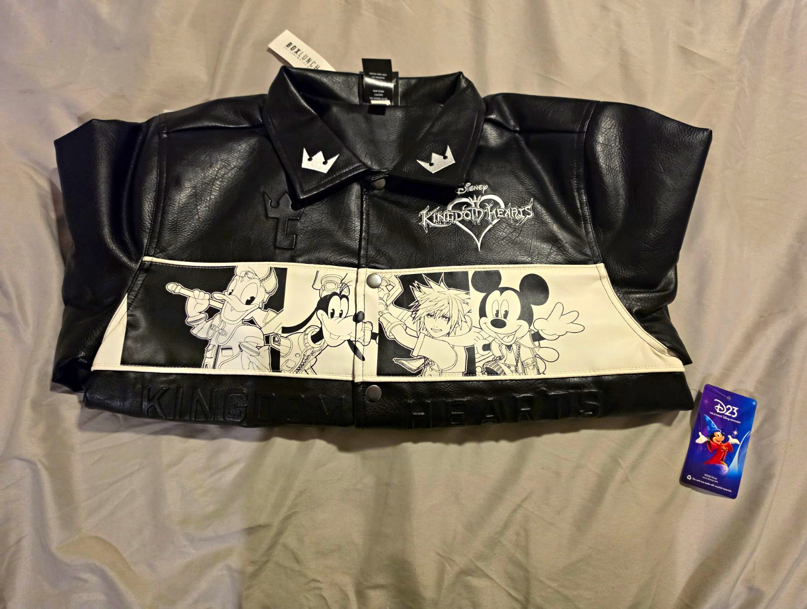 2026 D23 Boxlunch Exclusive Disney Kingdom Hearts Black Leather Jacket - Size M
