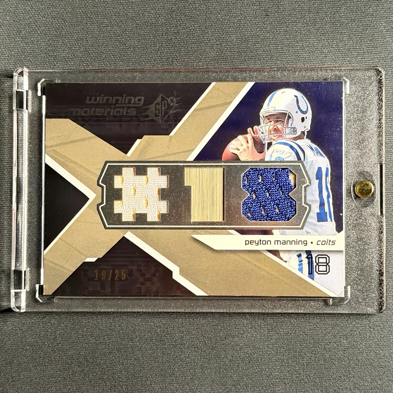 2008 SPx Winning Materials Peyton Manning #WM-PM Dual Jersey #18 /25