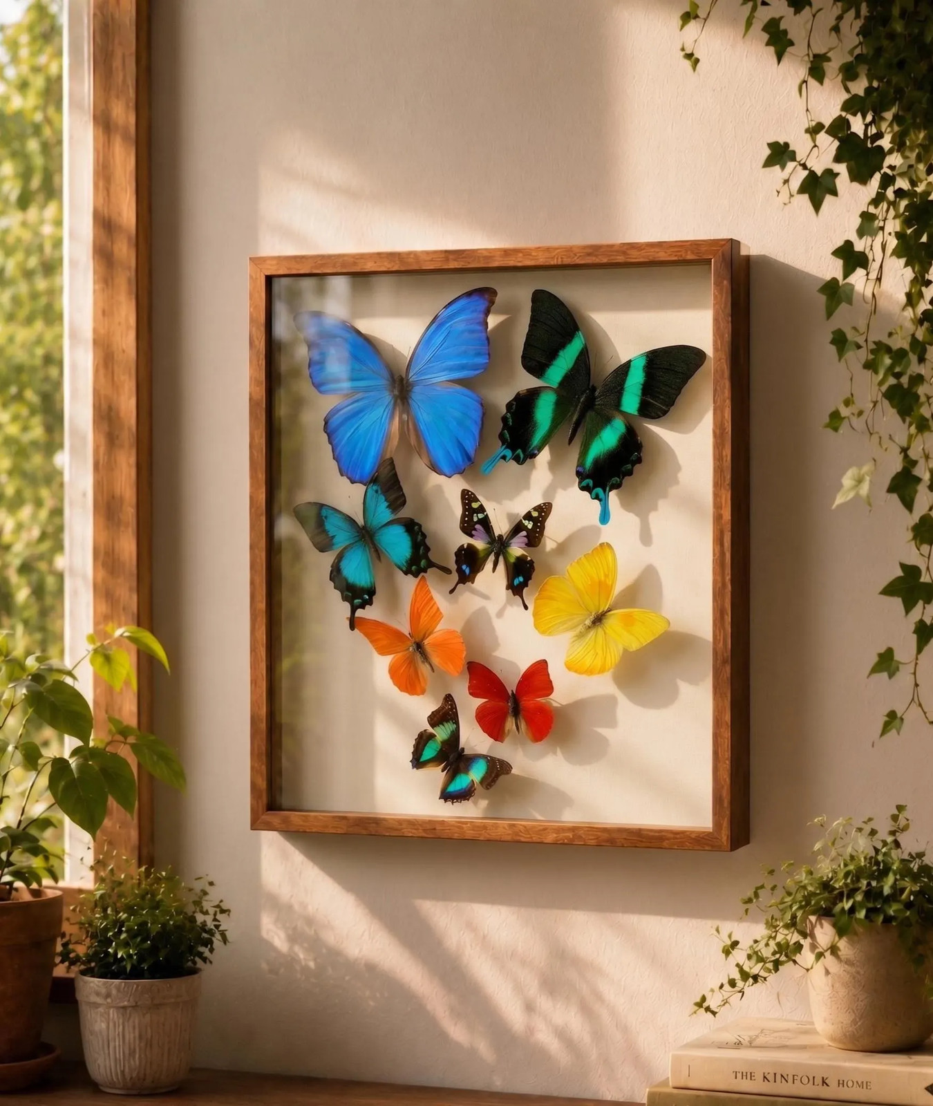 Blue Morpho Butterfly Collection. 8 Real Butterflies Framed With Glass