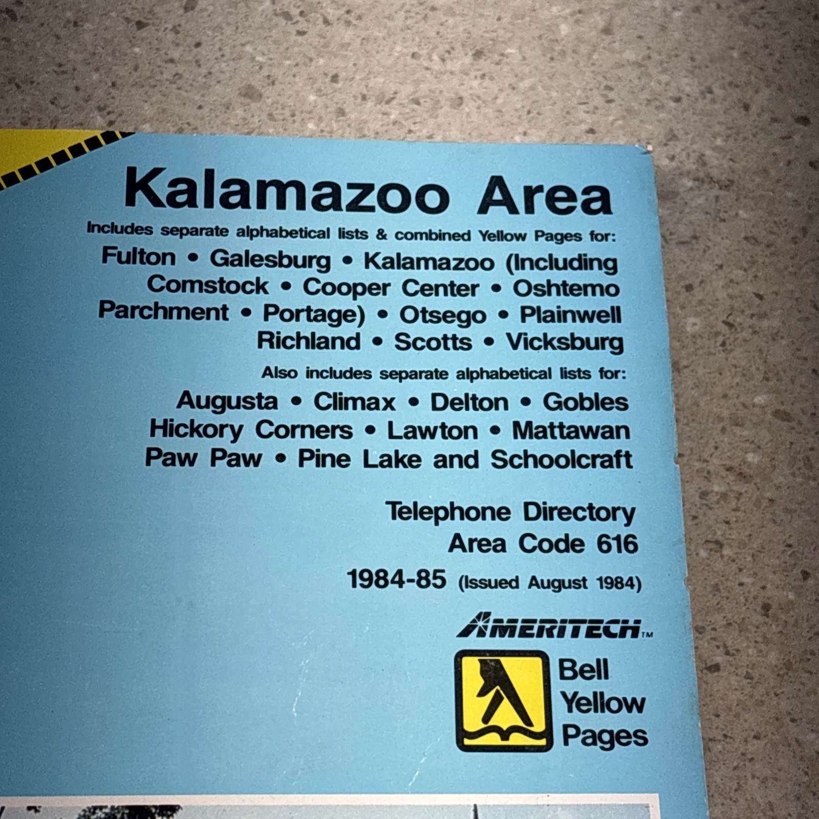 Vintage 1984-85 Kalamazoo Michigan Bell System Telephone Directory Yellow Pages Vintage 1984-85 Kalamazoo Michigan Bell System Telephone Directory Yellow Pages