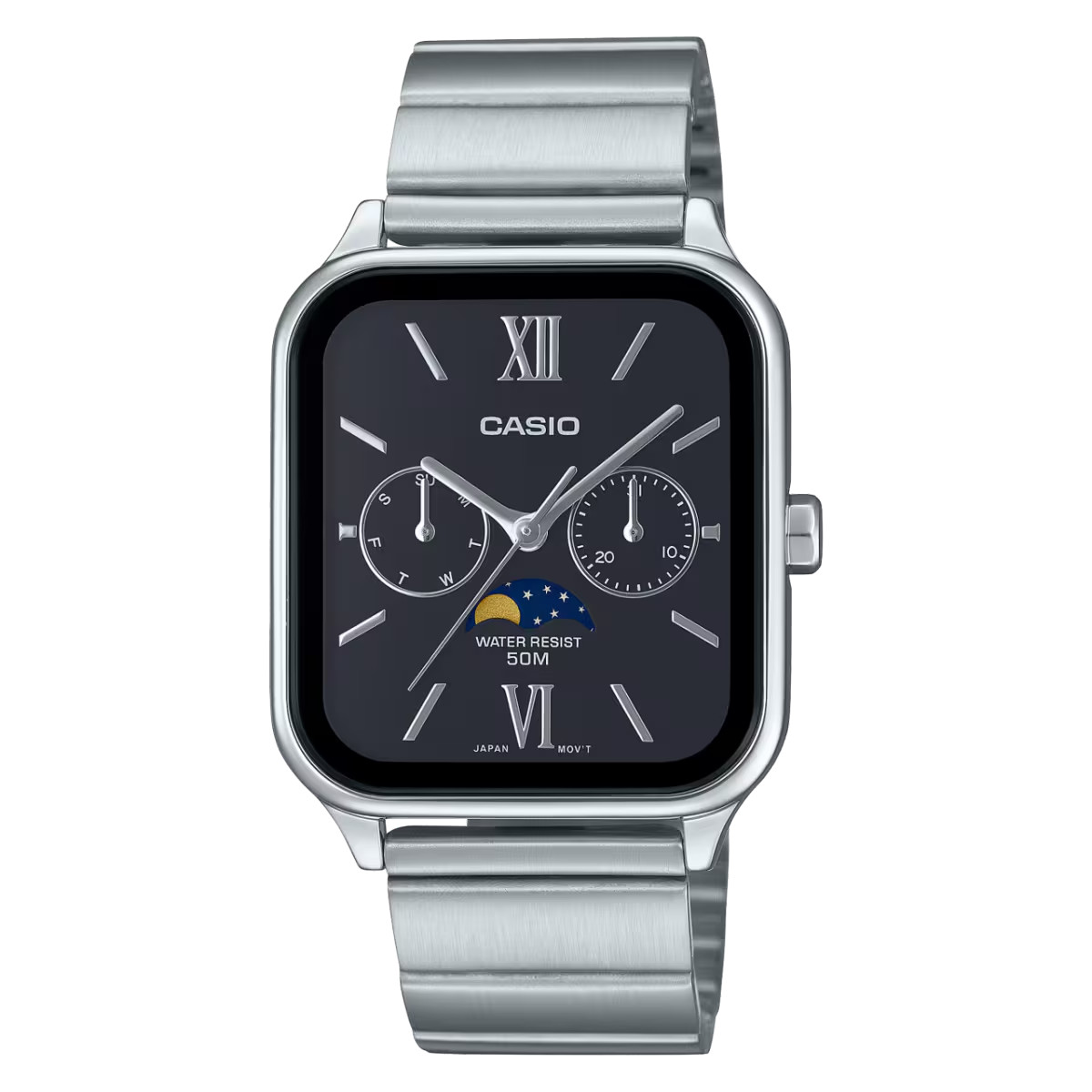 Casio MTP-M305D-1A2 PRE-OWNED Men\'s Watch Black Dial with Silver Indices Quartz.