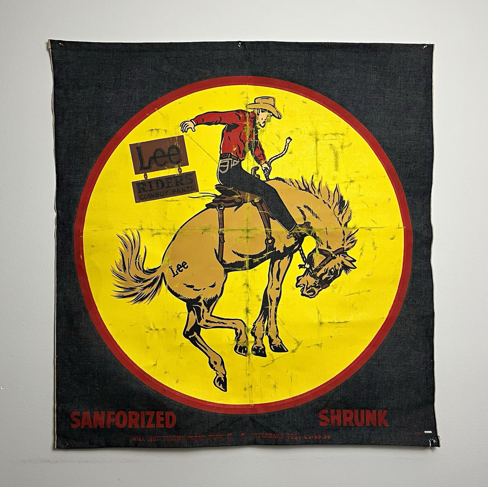 Vintage 1940s Lee Riders Cowboy Denim Advertising Banner Selvedge 38x40 Rare
