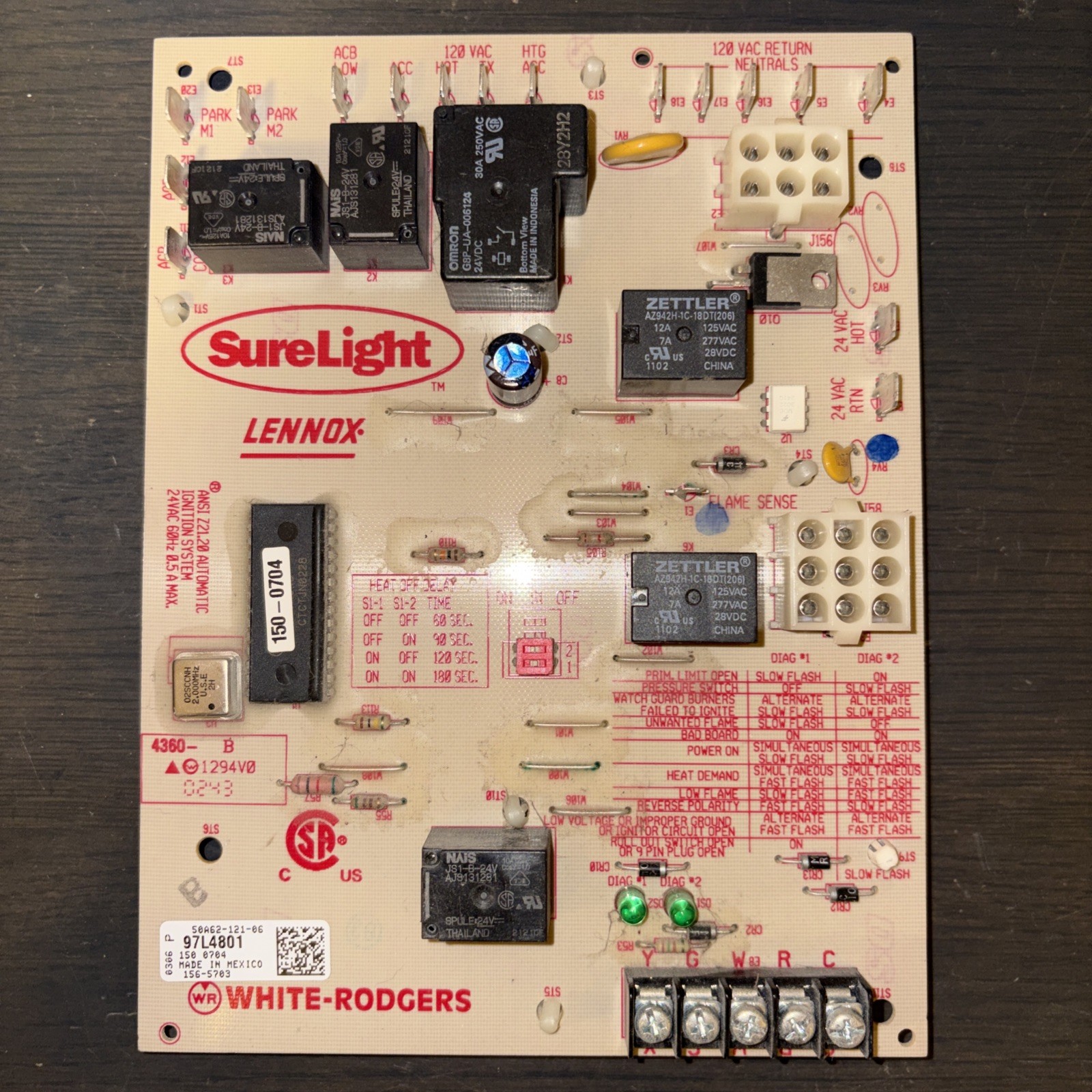 OEM Lennox Armstrong OEM Control Board 97L48 97L4801 White Rodgers 50A62-121-06 OEM Lennox Armstrong OEM Control Board 97L48 97L4801 White Rodgers 50A62-121-06