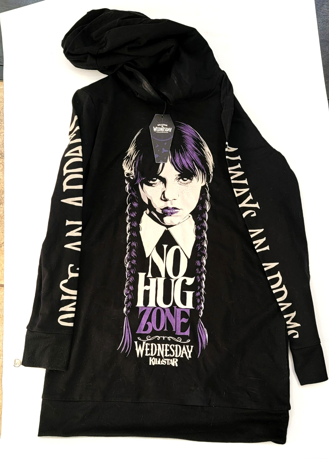 NWT Killstar Wednesday Longline Hoodie XL No Hug Zone Addams Family 2022