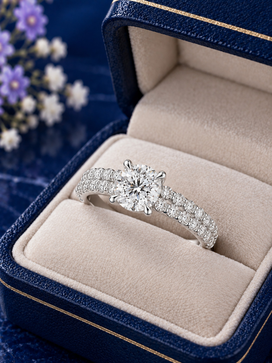 1.04 Ct IGI Certified Lab Grown Diamond Engagement Ring Round Cut 14k White Gold