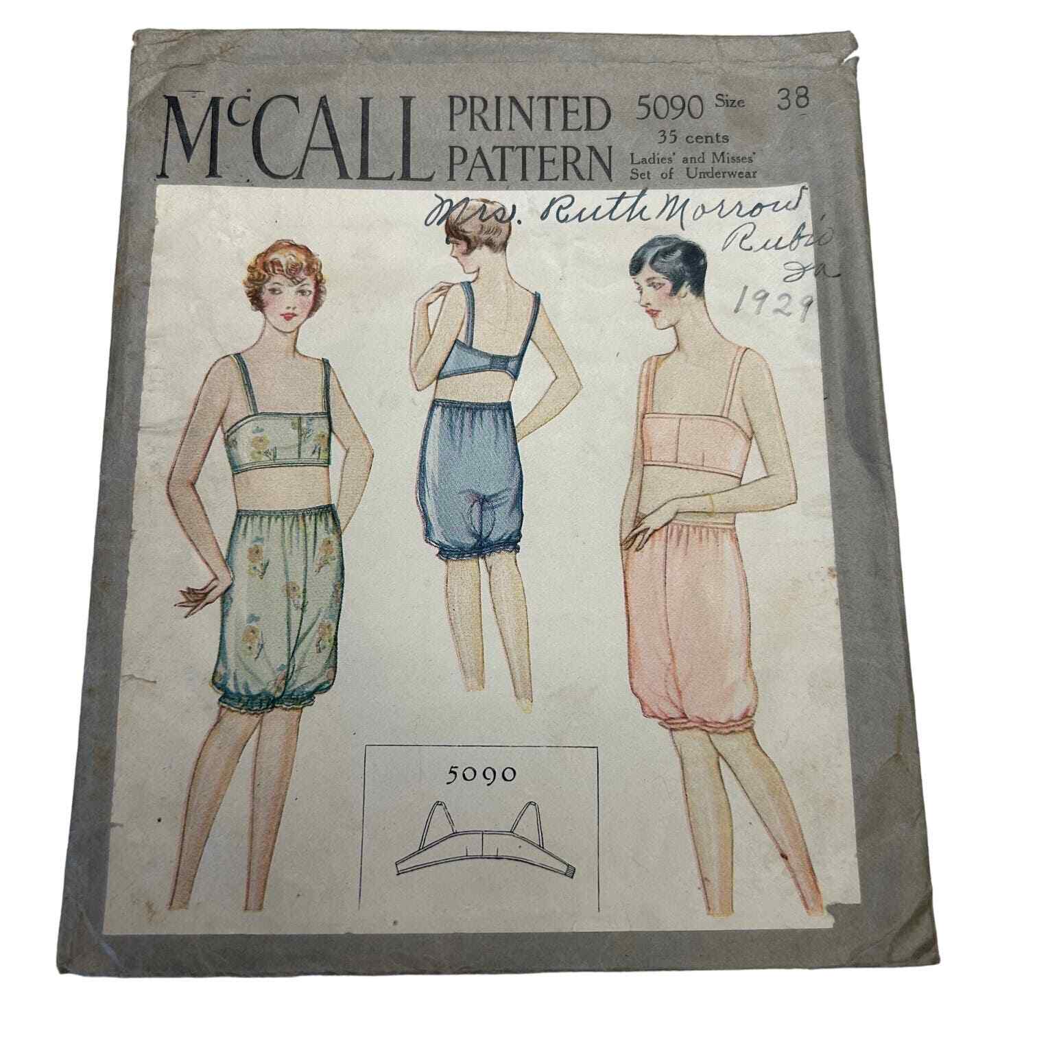 McCall Antique Early 1900\'s Pattern #5090 Ladies Underwear Set Size 38 HTF RARE
