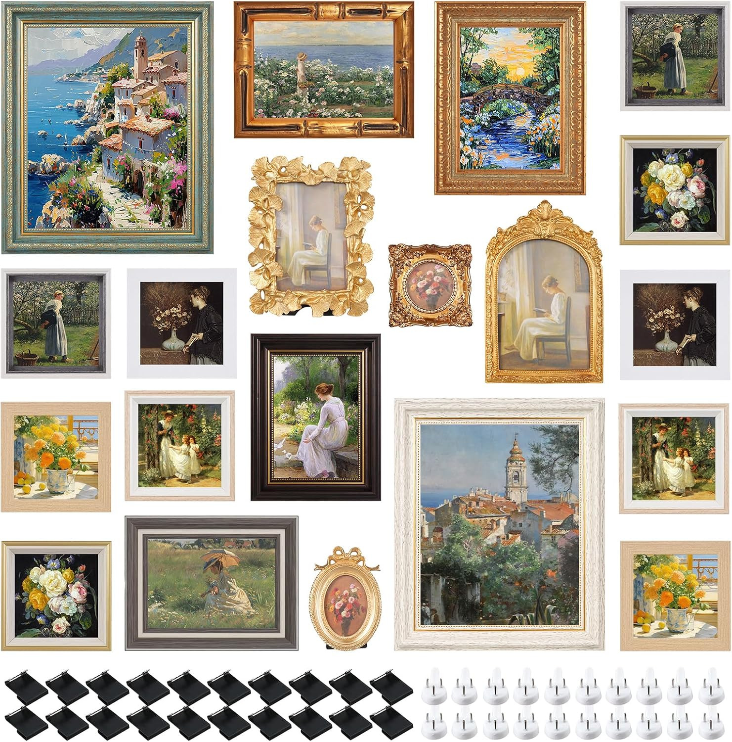 20 Pack Vintage Frame Set, Vintage Picture Frames for Gallery Wall Collage Table 20 Pack Vintage Frame Set, Vintage Picture Frames for Gallery Wall Collage Table