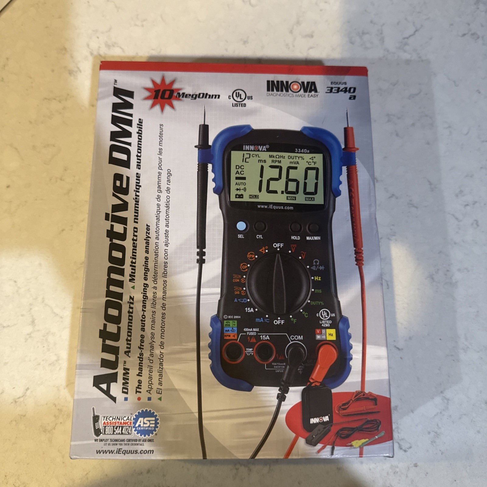 Equus Products 3340 Professional Automotive Digital Multimeter, Black