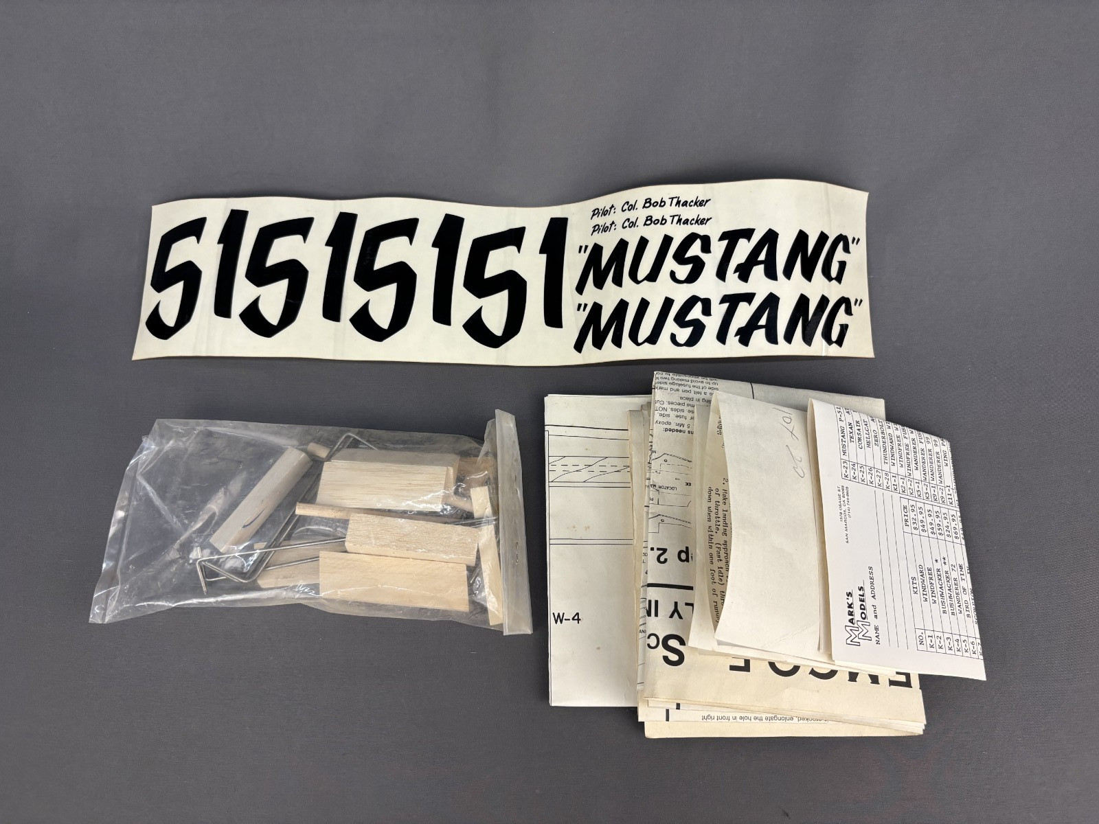 Vintage Jemco P-51 Mustang RC Airplane Kit Hardware/Instructions Vintage Jemco P-51 Mustang RC Airplane Kit Hardware/Instructions
