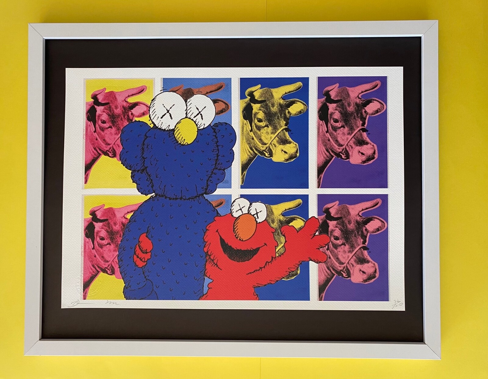 DEATH NYC Hand Signed LARGE Print Framed 16x20in COA ELMO PERSONAGE COW WARHOL &