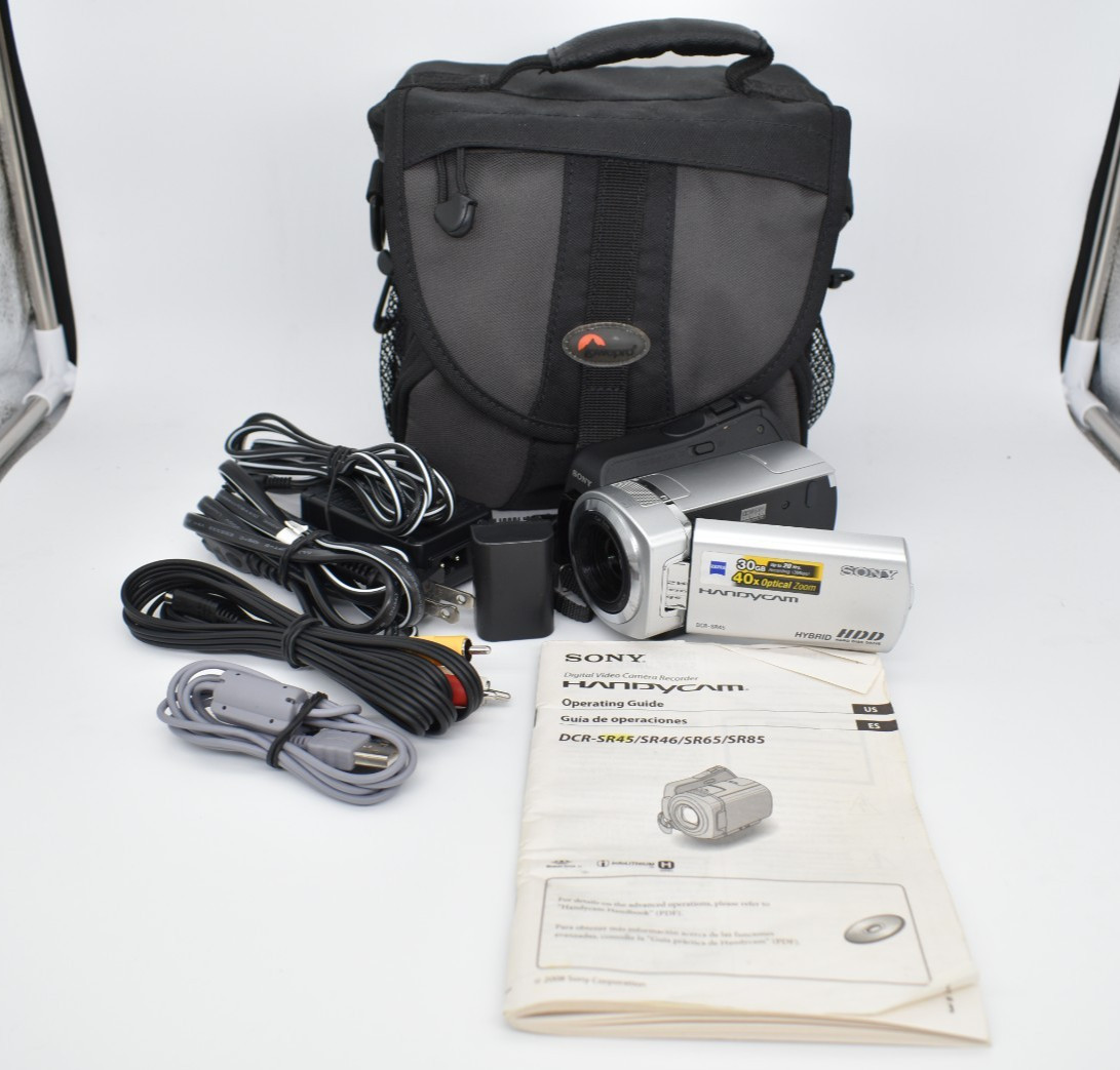 Sony Handycam DCR-SR45 Handheld Camcorder 30GB HDD Nightshot Bundle - TESTED ✅ Sony Handycam DCR-SR45 Handheld Camcorder 30GB HDD Nightshot Bundle - TESTED ✅