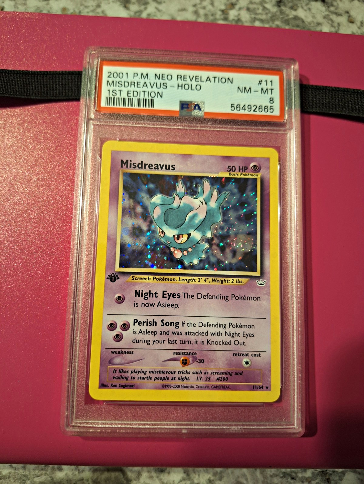 2001 POKEMON NEO REVELATION 1ST EDITION #11 MISDREAVUS-HOLO PSA 8