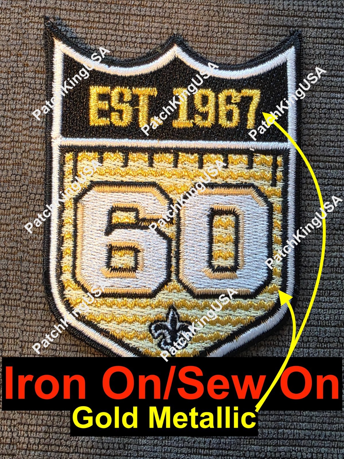 NEW ORLEANS SAINTS 60th Anniversary Patch 60 Season PatcEmbroidered Patch