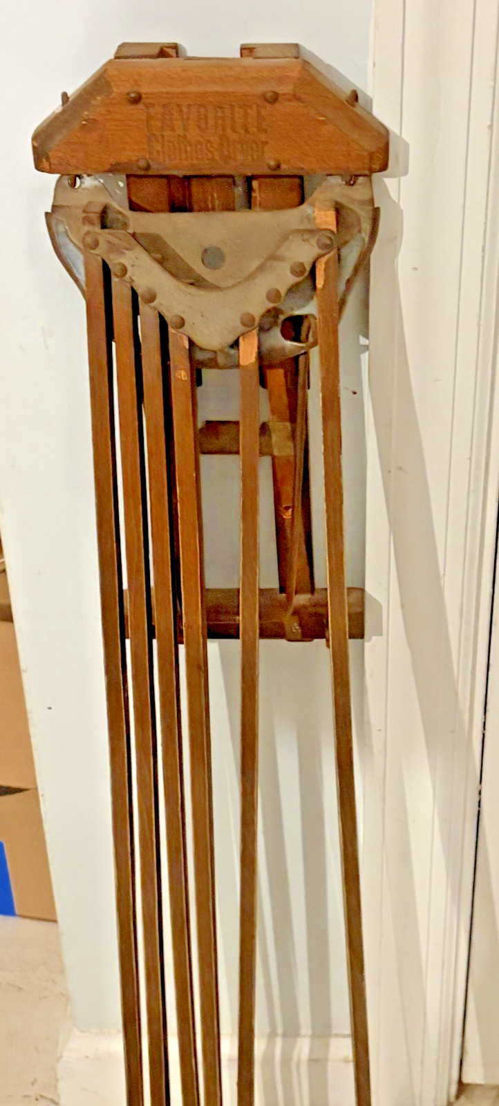 Antique FAVORITE Clothes Dryer Gem Mfg Co PA Wood Folding Wall Drying Rack 29\