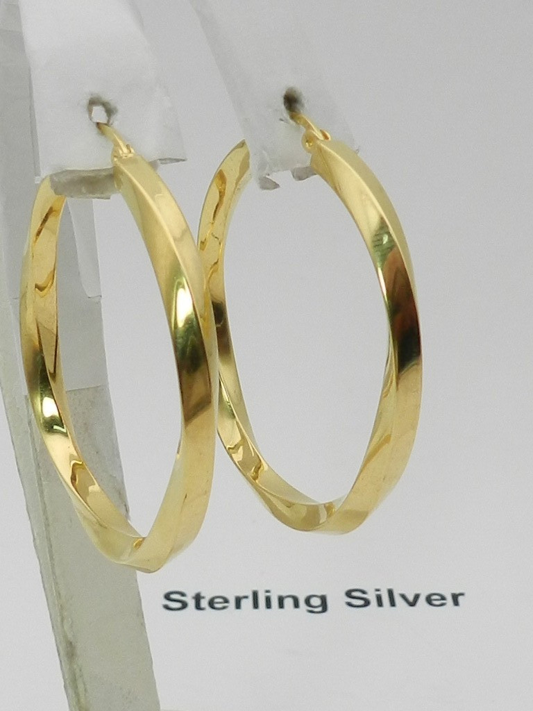 Macy\'s Polished Twist Hoop Earrings in 14k Gold Over Sterling Silver