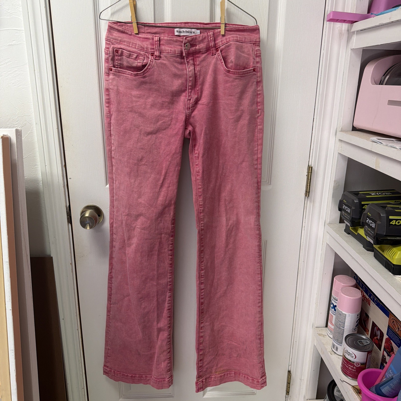 Ranch Dressn Jeans Signature Trouser Pink Large L Rodeo Cowgirl Horse
