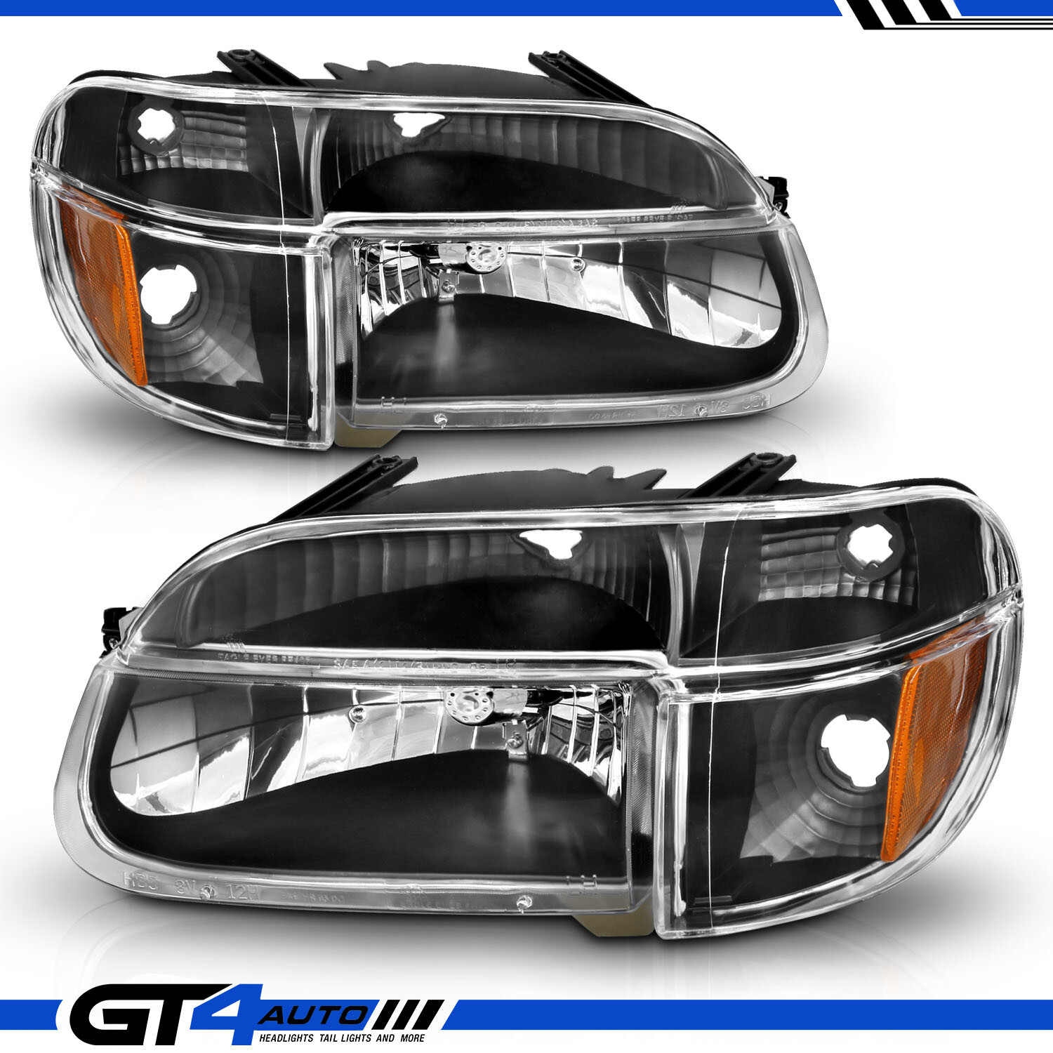 1995-2001 Ford Explorer 97 Mercury Mountaineer Black 4pcs Headlight Corner Lamp