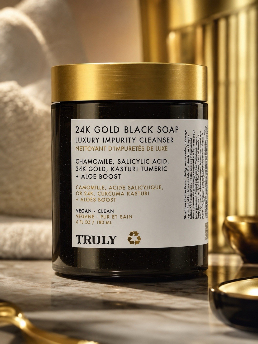 Truly 24K Gold Black Soap Luxury Impurity Cleanser 6 oz | NEW | SEALED