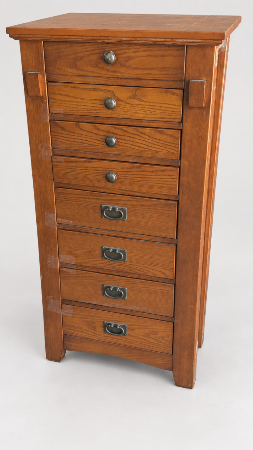 Vintage Oak Mission Style Lingerie Chest 7-Drawer Tall Dresser Arts & Crafts
