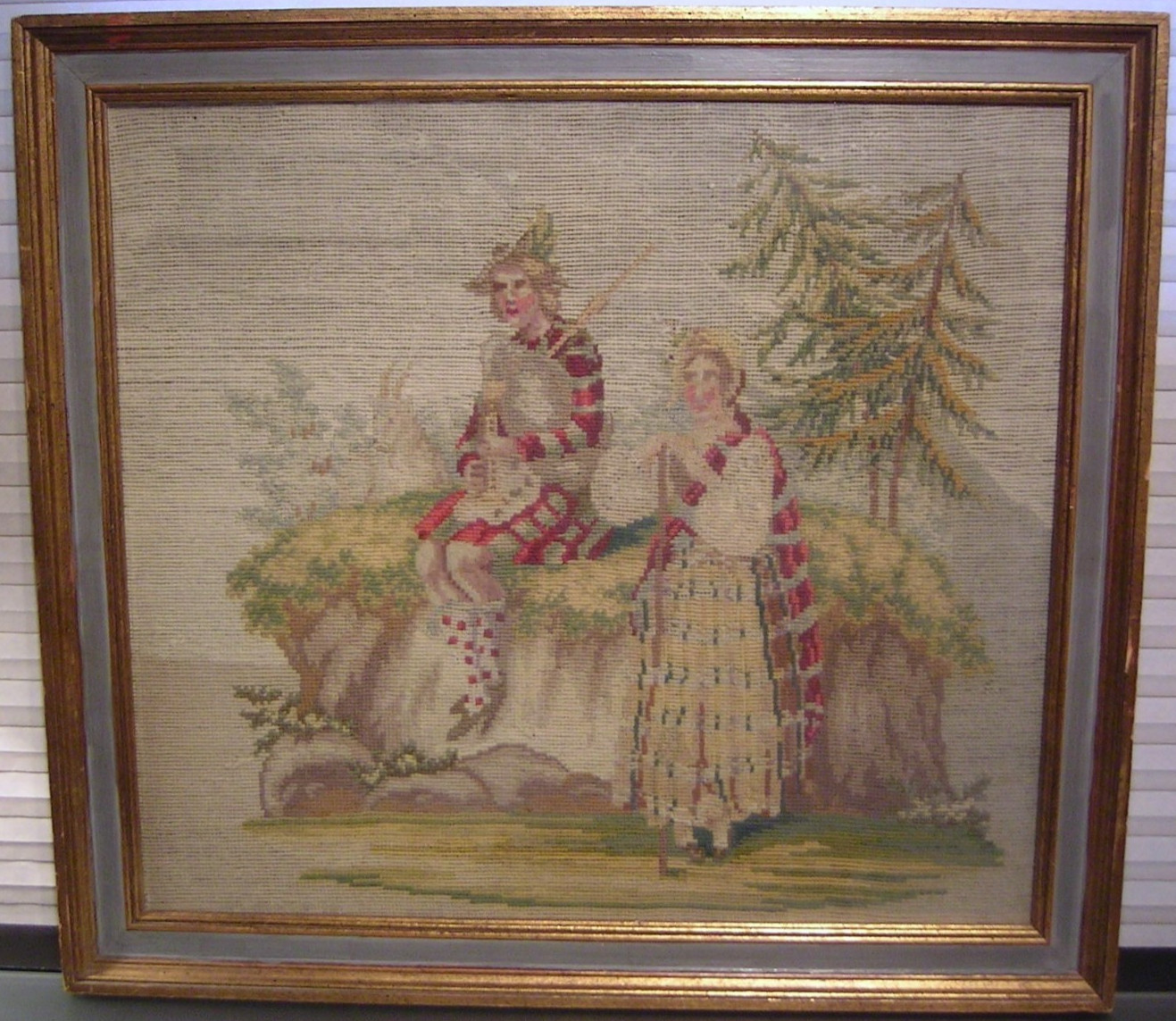 Antique 19th c Needlework Scottish Highlanders
