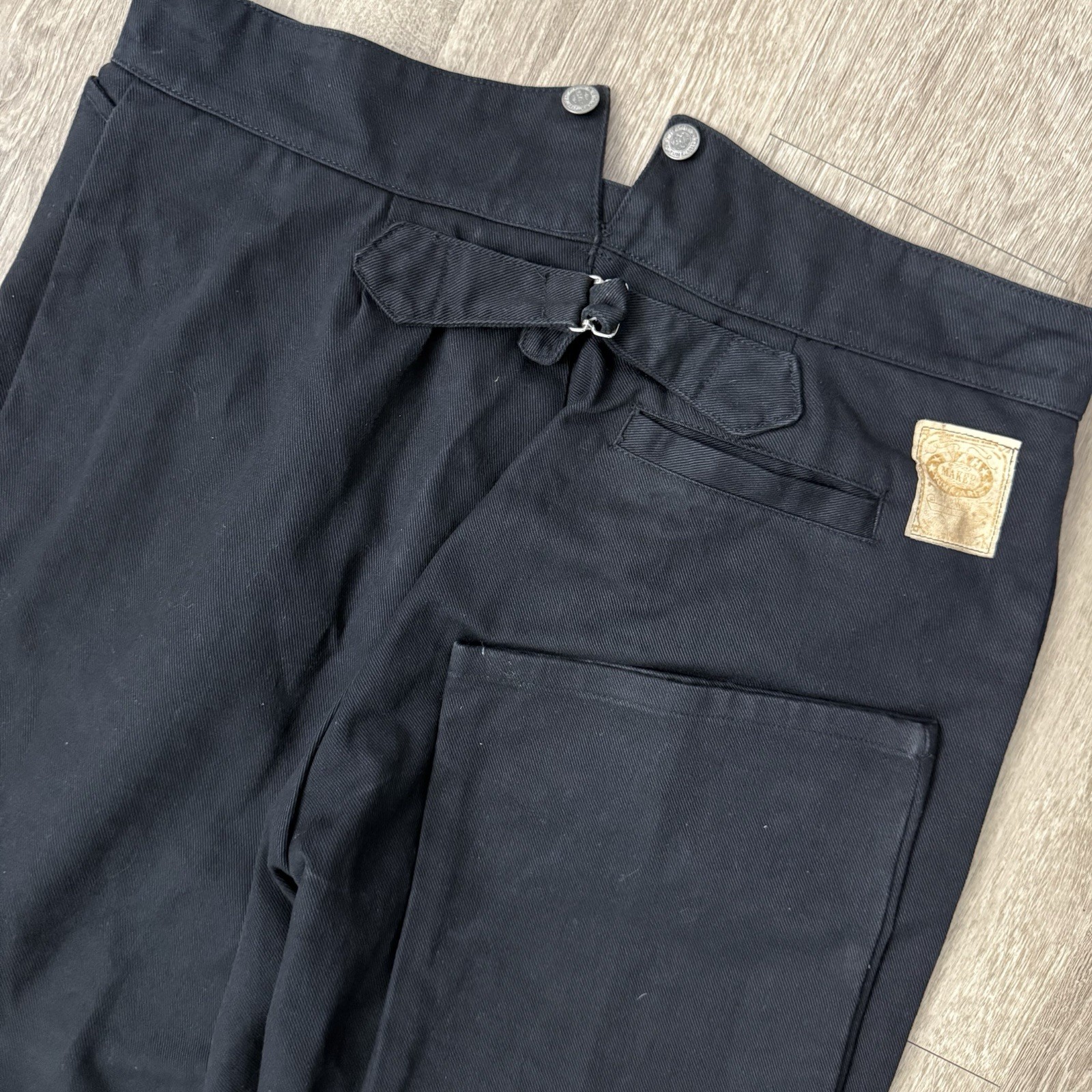 Vintage Wah Maker Frontier Buckle Cinch Back Button Pants Men’s 36x35 Black USA Vintage Wah Maker Frontier Buckle Cinch Back Button Pants Men’s 36x35 Black USA